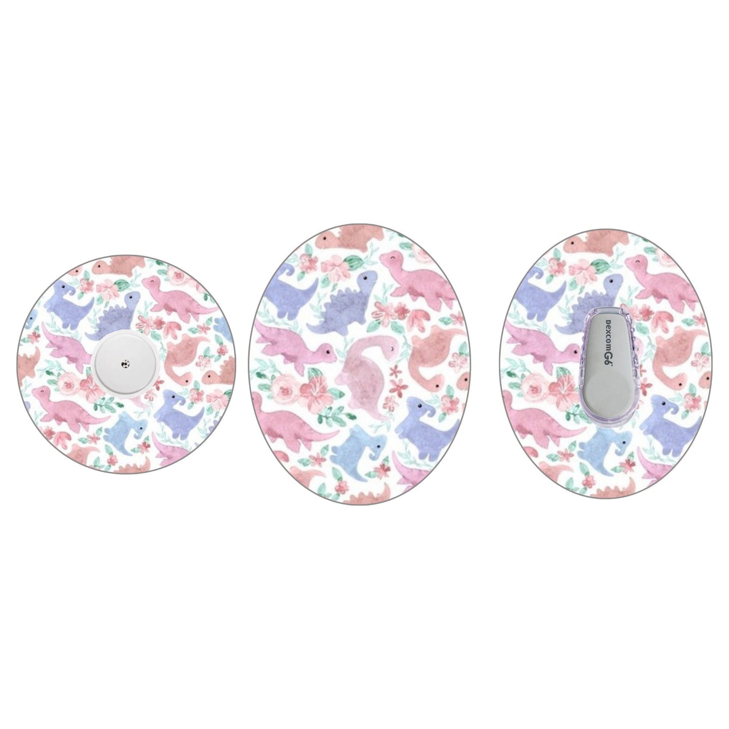 Pink and Purple Dinosaur CGM Adhesive Patch